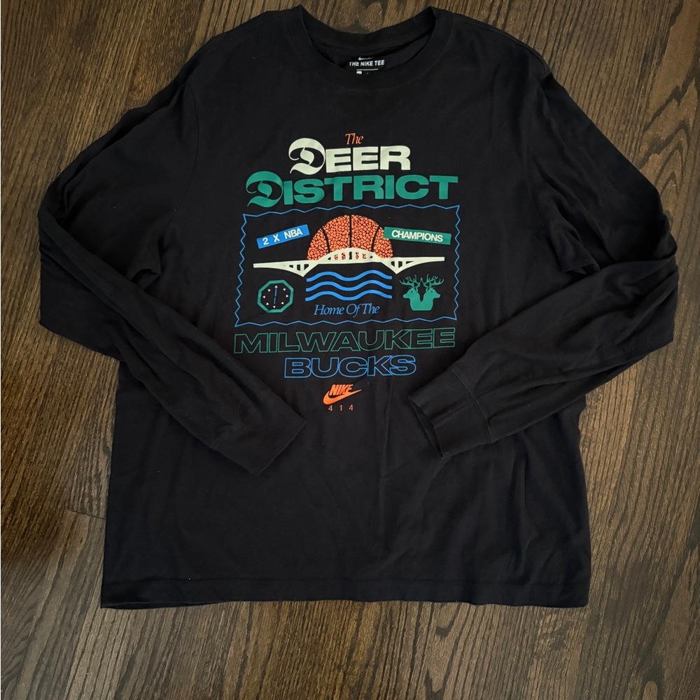 Nike Black Milwaukee Bucks Deer District Long Sleeve Tee